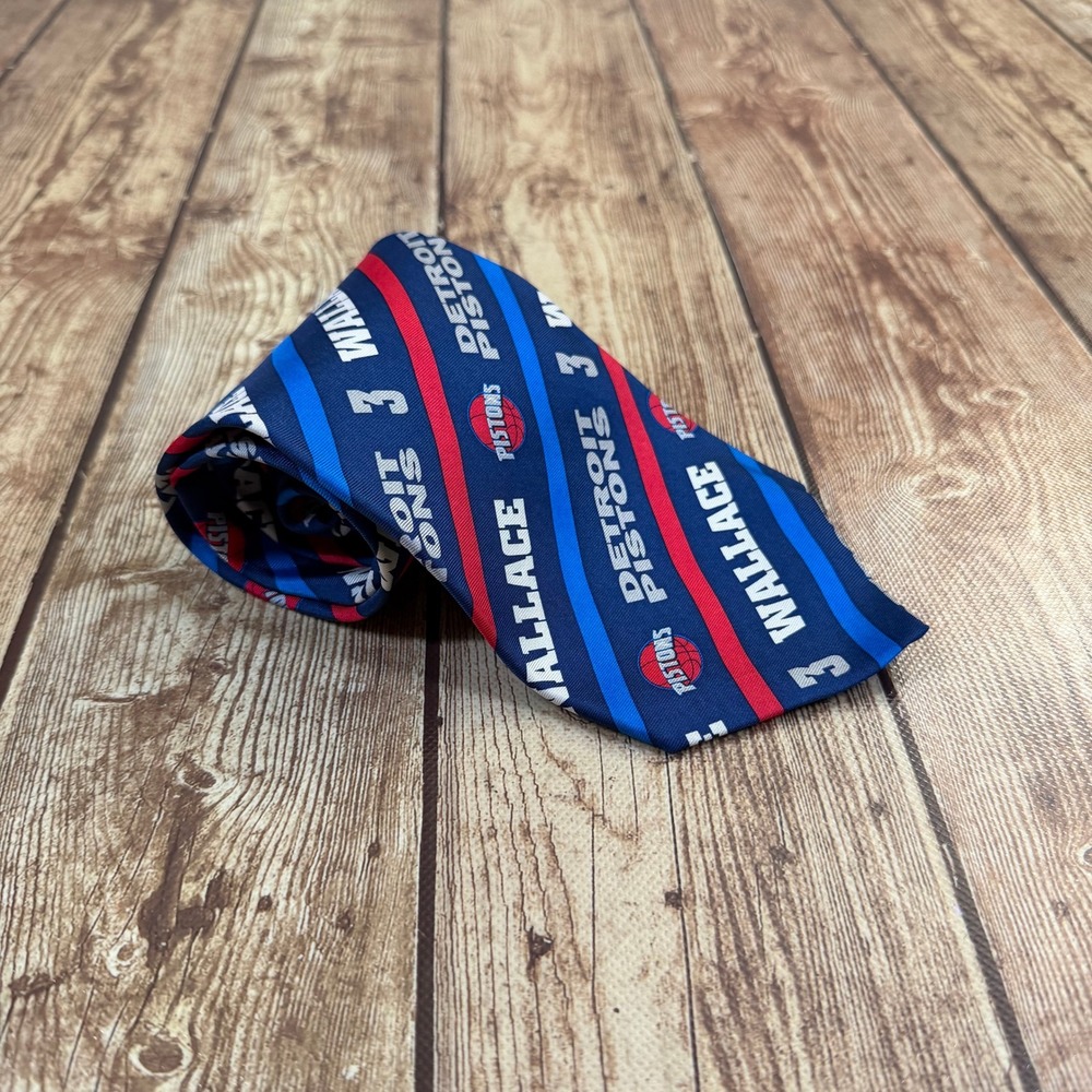 RM Sport Ben Wallace Player Stripe Tie Mens One Size Blue Detroit Pistons NBA